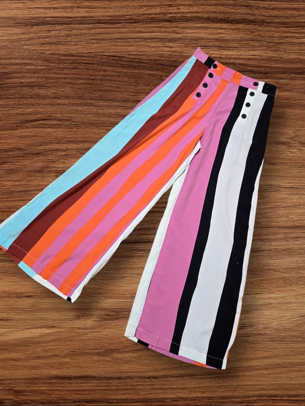 Parfois Collection Multicolor Striped Cropped Wide-Leg Bottoms